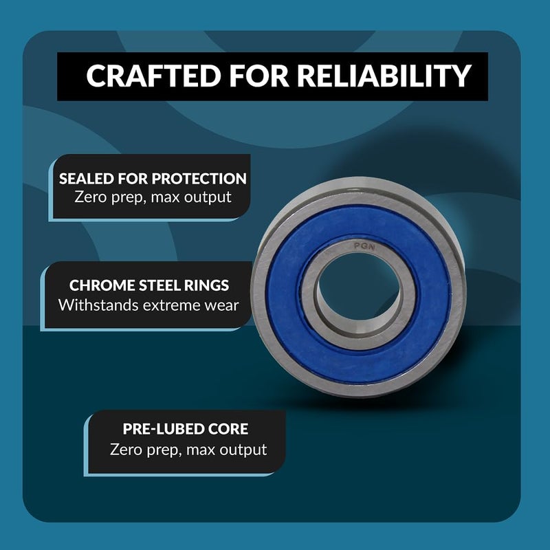 PGN Bearings محمل PGN (عبوة 2) 6203-2RS - محمل كروي مغلق من الفولاذ الكرومي المدهون - محامل 17x40x12 مم مع ختم مطاطي ودعم عالي السرعة - Image 4